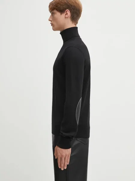 Maison Margiela sweter wełniany lekki z golferm czarny