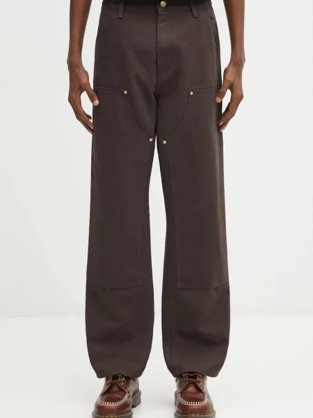 Carhartt WIP pantaloni de Double Knee Pant cămașă dreaptă pentru bărbați maro