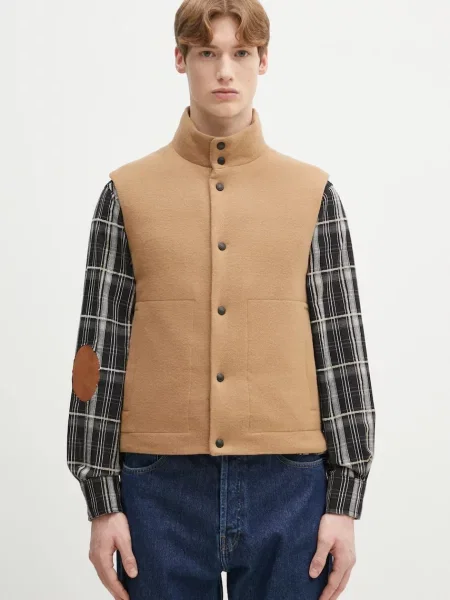 Пухова безрукавка Paul Smith зимова коричневий