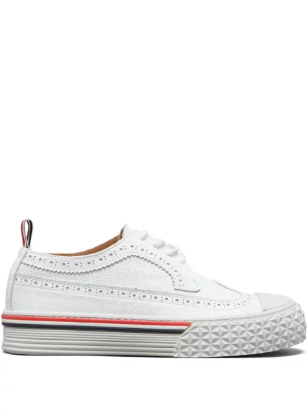 Sneakerși Thom Browne din piele cu dungi alb