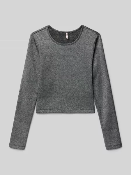 Bluzka z długim rękawem o kroju slim fit z mieszanki bawełny model ‘TRINNY’ Only czarna