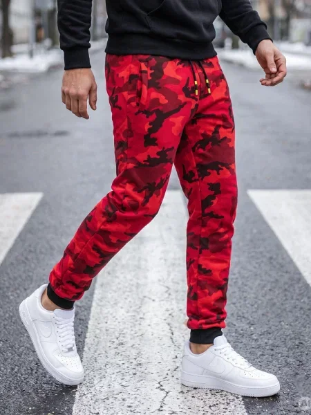 Spodnie dresowe camo Dstreet czerwone