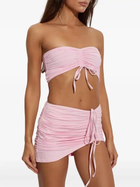 Fustă Balmain cu volane cu cordon roz