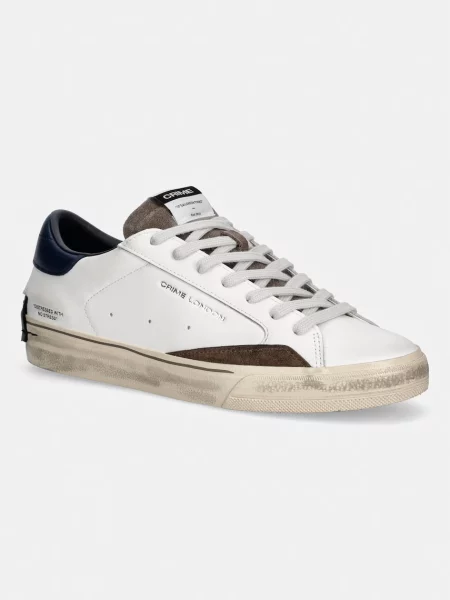 Crime London DISTRESSED sneakers pentru bărbați din piele alb