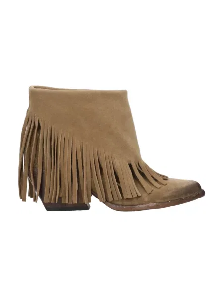 Lniane buty do kostki Elena Iachi brązowe