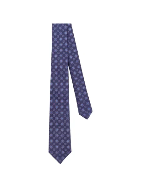 Cravată Kiton cu imagine cu imprimeu geometric albastru
