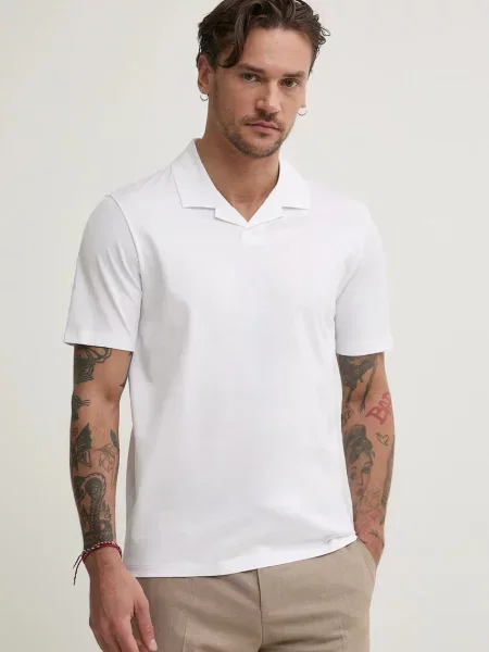 HUGO polo de barbati neted alb