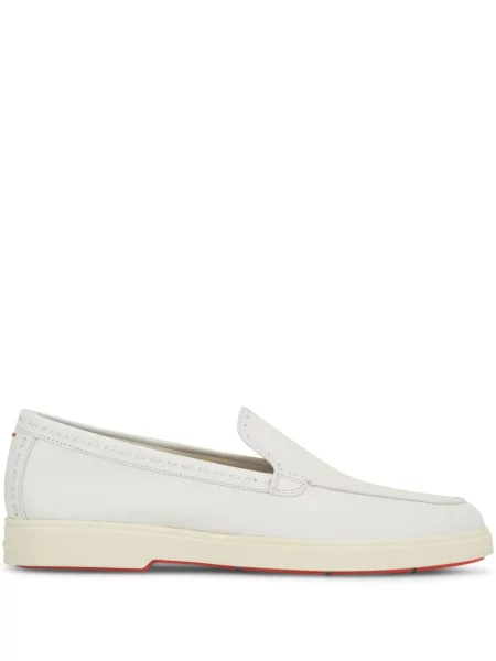 Pantofi loafer Santoni din piele alb