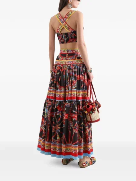 Дълго пола Dolce & Gabbana с принт поплин черно