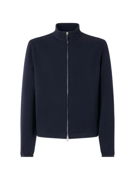 Hanorac cu fermoar Zegna de lână albastru