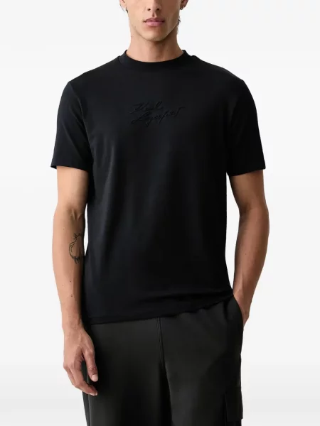 Tricou Karl Lagerfeld cu broderie albastru