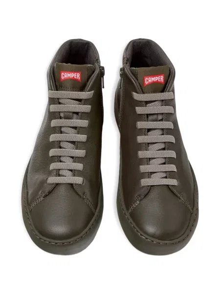 Sneakerși Camper cu șireturi din piele verde