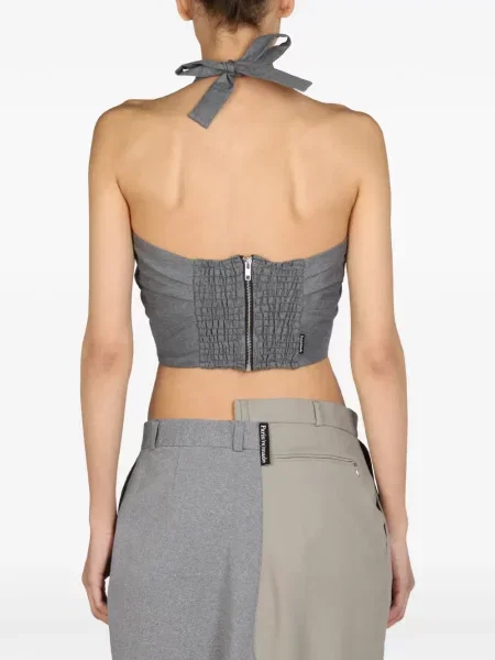 Top 1/off cu gât halter gri