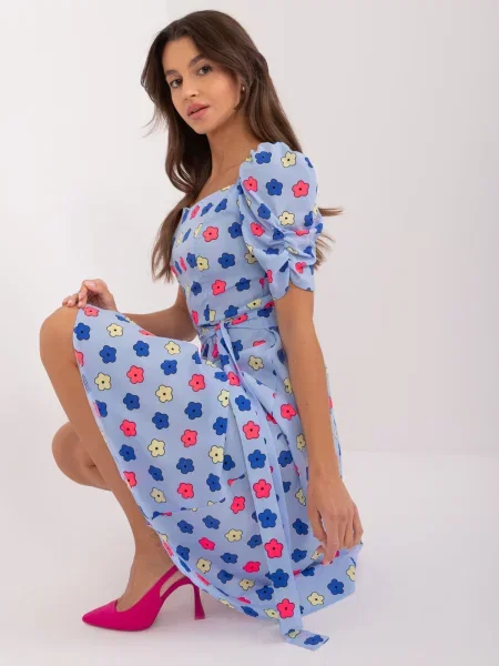 Rochie Fashionhunters cu model floral de costum albastru
