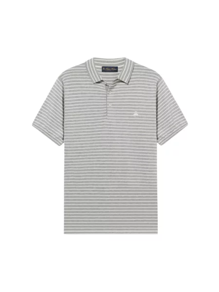 Dzianinowa koszulka polo Brooks Brothers w paski z paskiem szara