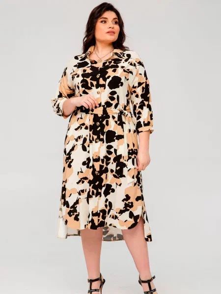 Сукня міді All Posa віскоза/модал жовтий