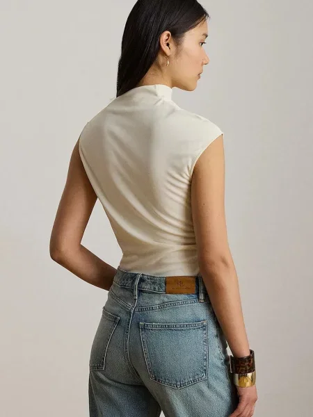 Top Lauren Ralph Lauren cu guler înalt bej