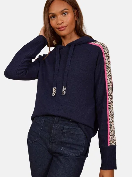 Love & roses Pulover crem / bleumarin / roz negru