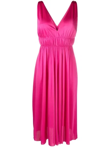 Sukienka midi Parosh z dekoltem w serek do kolan garniturowa różowa