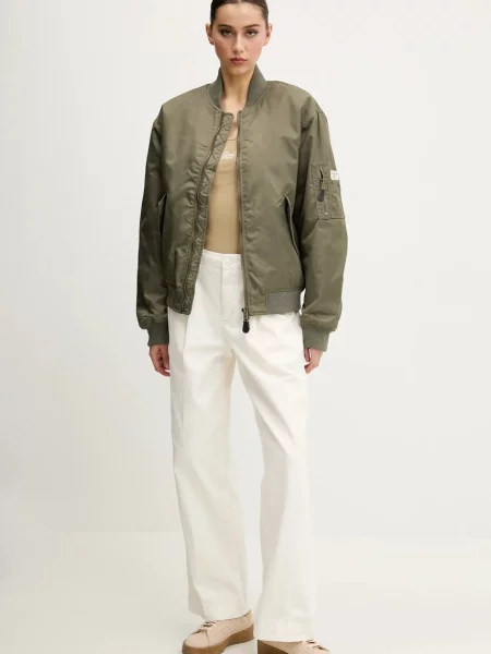 Штани Guess Jeans широкі висока посадка бежевий