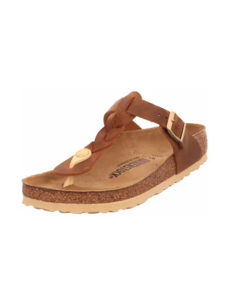 Birkenstock Japonki Gizeh Braided Leoi braun brązowe