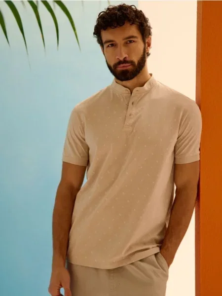 Sinsay koszulka polo kremowy