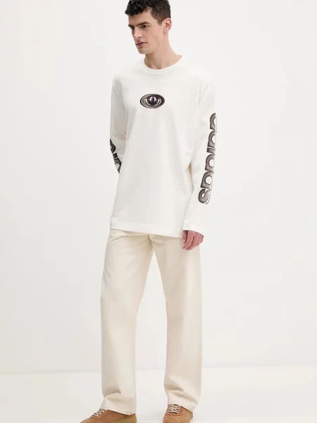 Adidas Originals longsleeve z nadrukiem beżowy