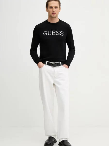 GUESS Pulover KANE / alb negru