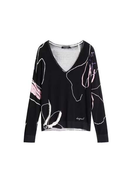 Desigual Pulover lila / roz / negru alb