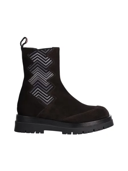 Botki Missoni skórzane brązowe