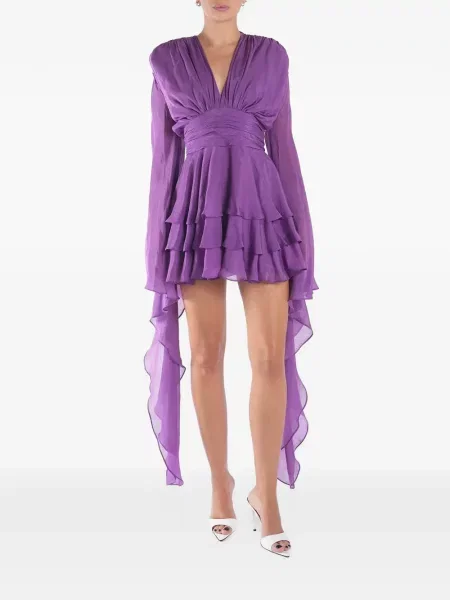 Rochie mini Monarh cu decolteu în V cu volane violet