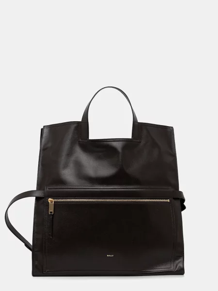 Кожена чанта Bally кафяво