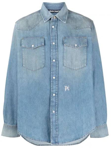 Košulja Palm Angels s vezom plava