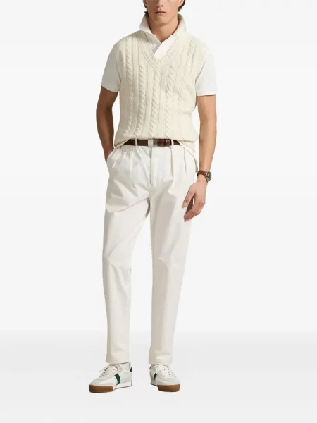 Tricou Polo Ralph Lauren din piele cu broderie în carouri maro