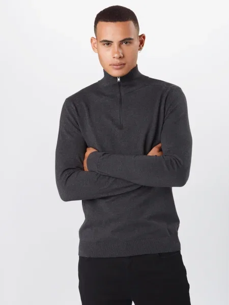 SELECTED HOMME Pulover Berg antracit črna
