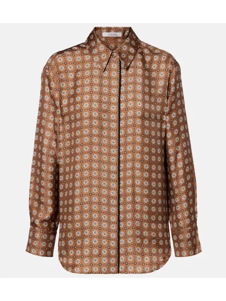 Cămașă Dorothee Schumacher de mătase cu imagine maro