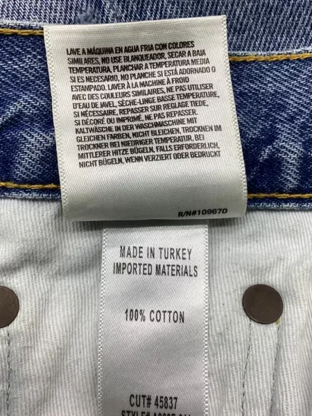 Fustă din denim Agolde zdrențuiți albastru