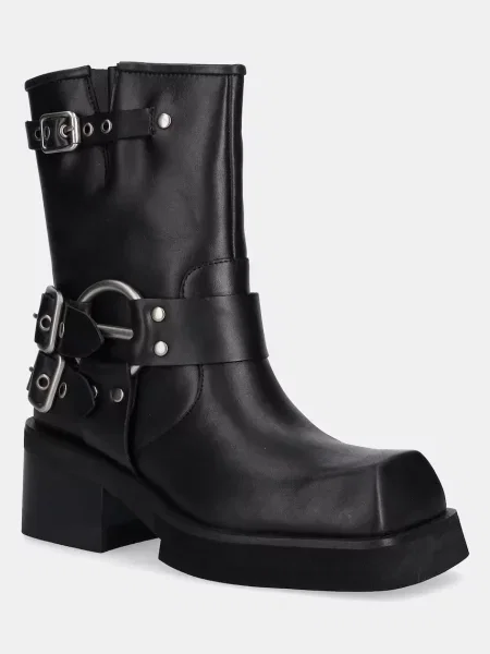 Jeffrey Campbell cizme de piele STUBBORN cu drept negru