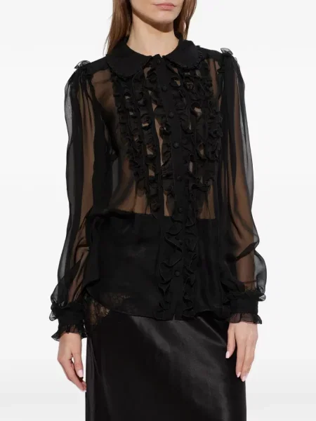 Bluză Dolce & Gabbana cu volane negru