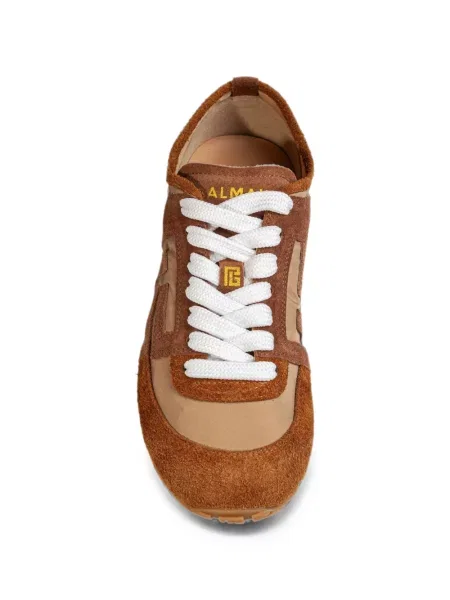 Sneakerși Balmain din piele de căprioară maro