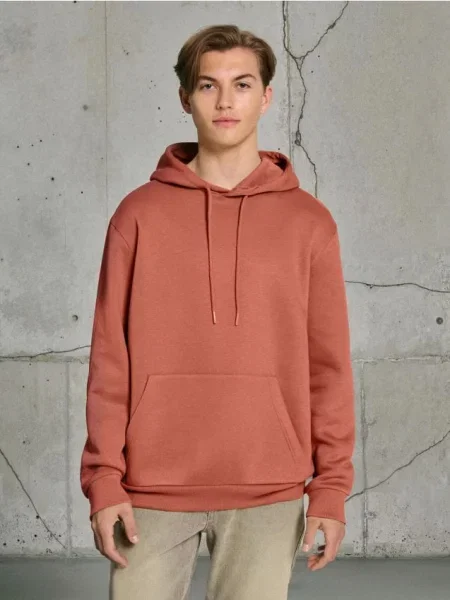 Sinsay Bluza hoodie basic pomarańczowy