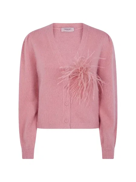 Cardigan Twinset cu pene roz