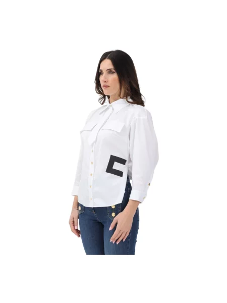 Kołnierzykowy koszula Elisabetta Franchi klasyczna biała