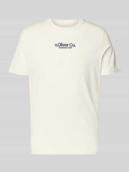 T-shirt o kroju regular fit z czystej bawełny S.oliver Red Label biała