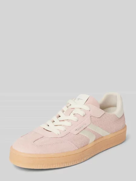 Sneakersy niskie z mieszanki skóry bydlęcej i tkaniny Tamaris różowe