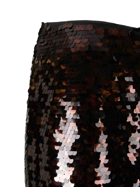 Spódnica midi Staud z cekinami z wysoką talią do kolan brązowa