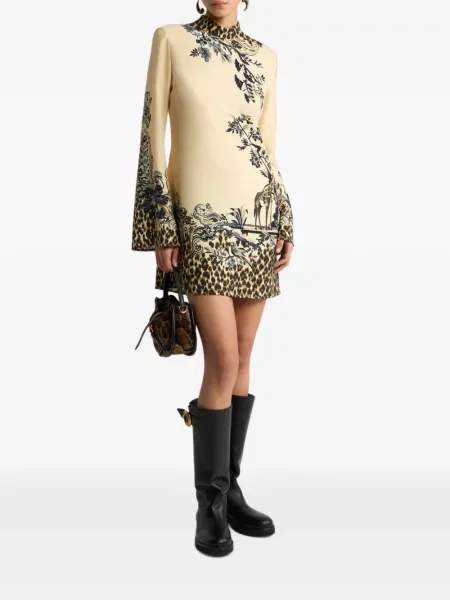Rochie mini Etro din satin cu imagine cu model leopard