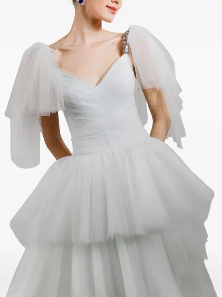 Rochie Gemy Maalouf cu mărgele de costum cu bretele alb