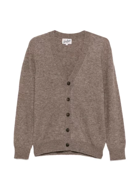 Cardigan Mc2 Saint Barth din lână alpaca cu decolteu în V maro