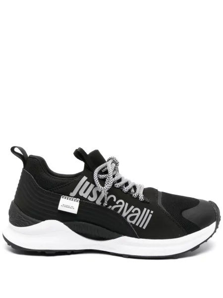 Sneakerși Just Cavalli cu șireturi cu imagine din dantelă negru